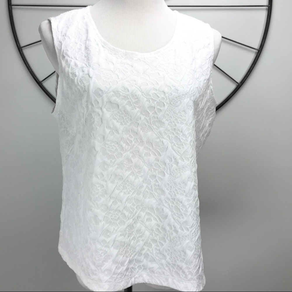 Laura Ashley Tank Top White Textured Size Large